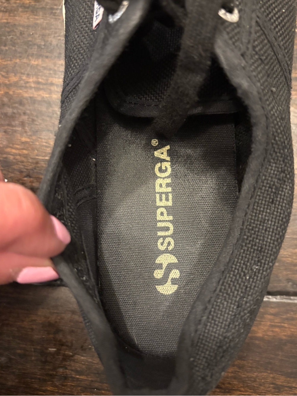 Superga Black Canvas Low-Top Sneakers with Off-White Sole Men’s size 8 - Picture 6 of 8